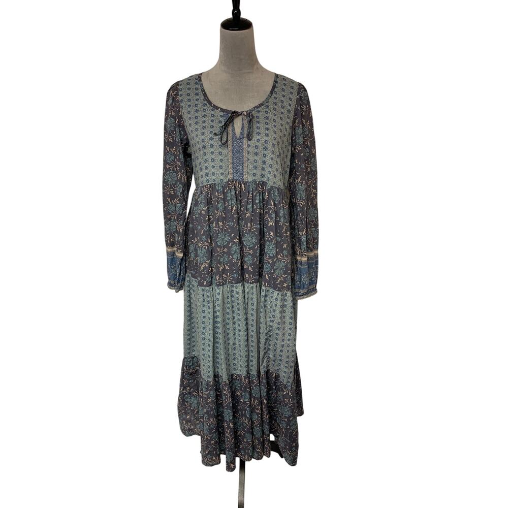 American Eagle Maxi Dress Bohemian Fairy Cottagecore Tired Floral  Womens SZ M